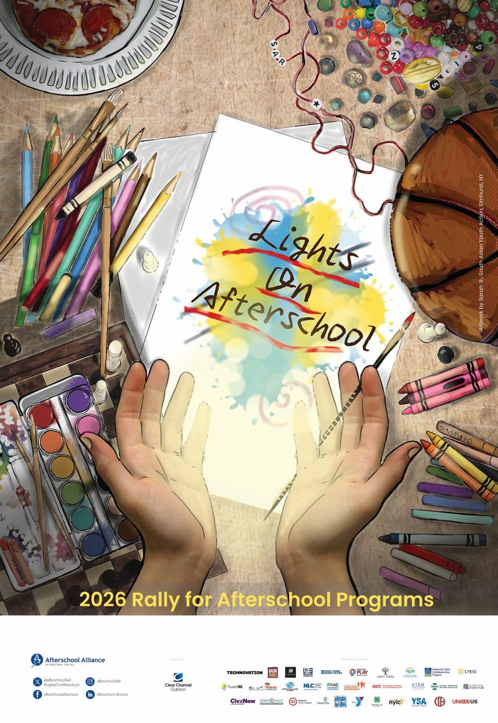 hands and art supplies
