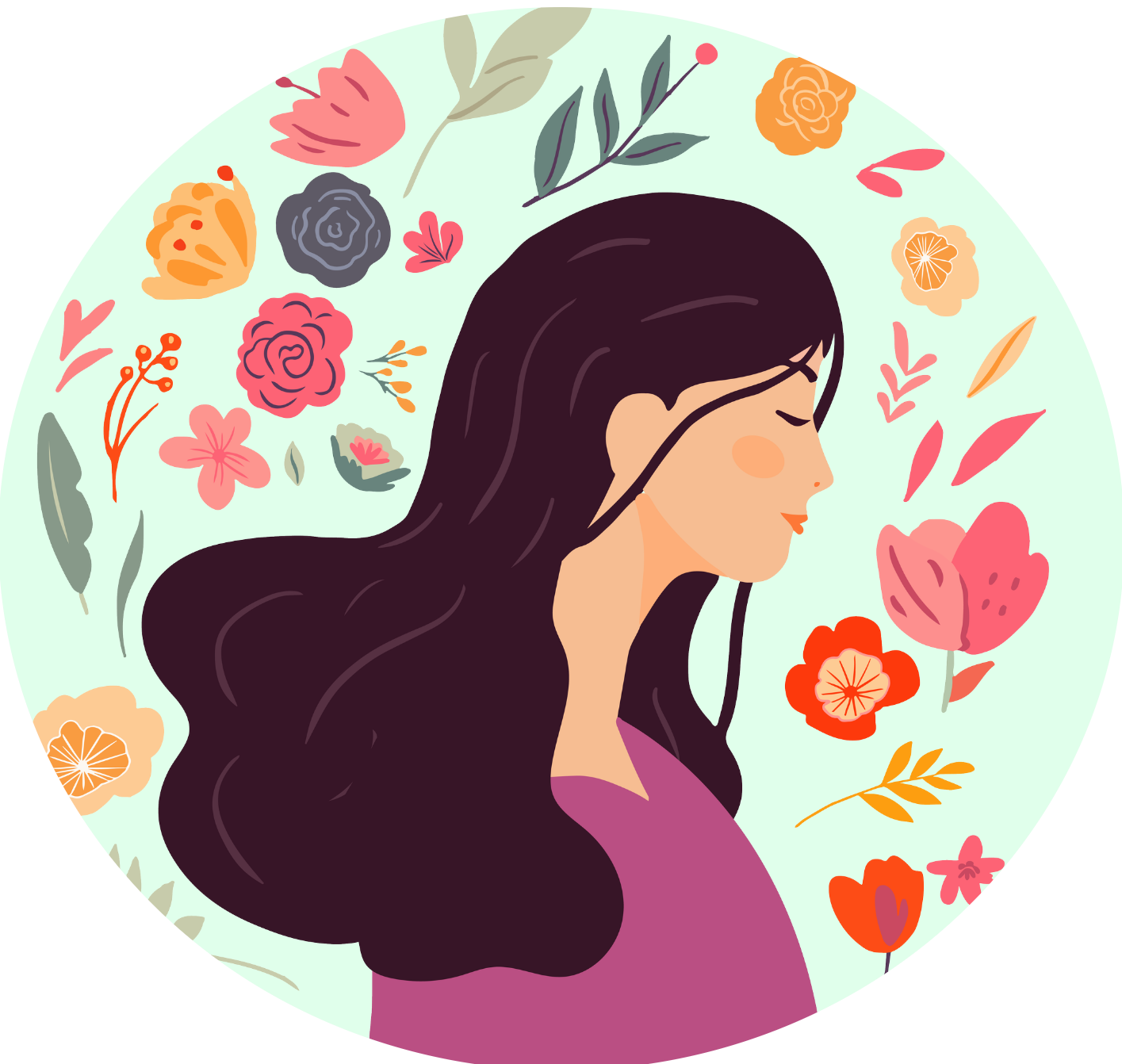 Girl and flowers